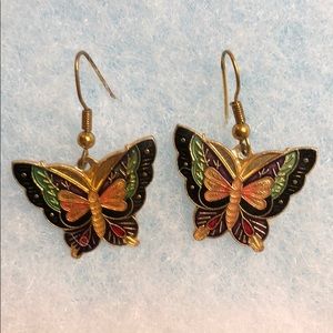 Enamel butterfly earrings